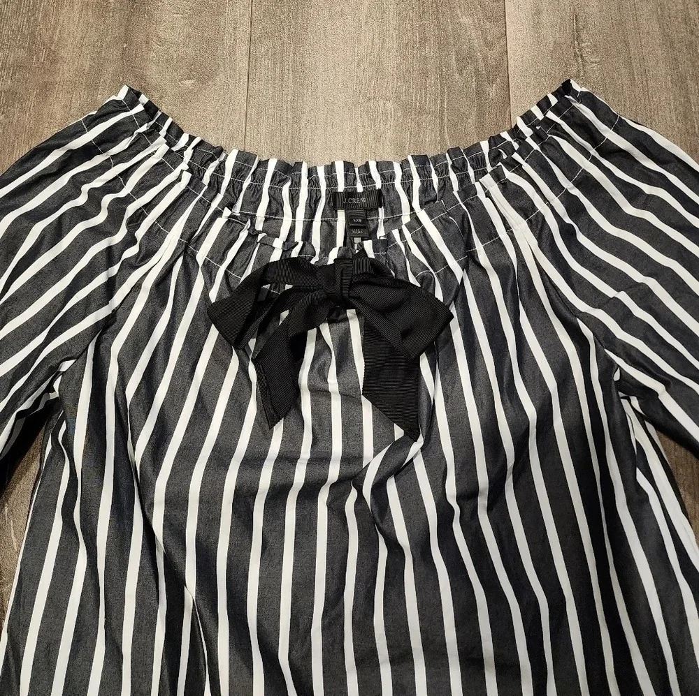 *NWT* J. Crew Striped Off the Shoulder Top with Bow